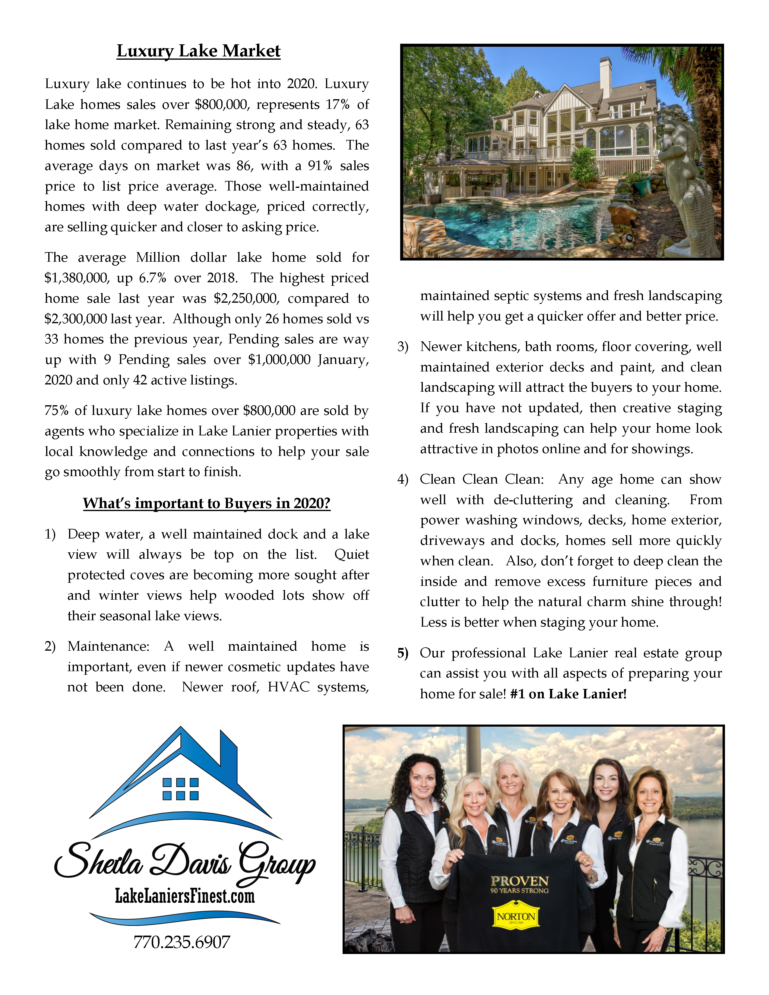 #1 Agent on Lake Lanier Sheila Davis Real Estate Group